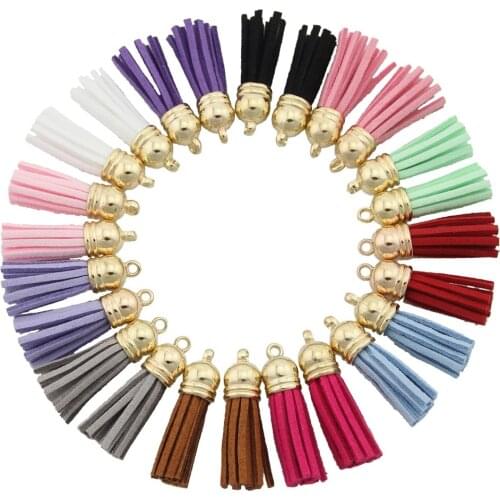 10pcs Suede Leather Tassel For Keychain Cellphone Straps Craft Jewellery Making Necklace Bracelet Earrings Pendant Charms L02