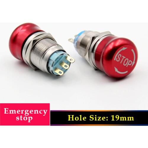19mm metal push button switch emergency stop stainless mushroom rotary Mini DIY switch