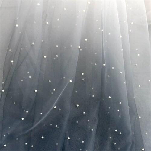 2 yards beads mesh net lace fabric wedding dress veil decoration DIY material curtain lace cloth