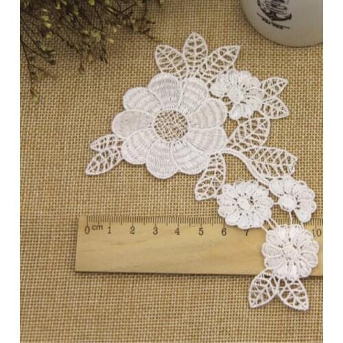 20 PCS LP-DA15 White Polyester Lace Trim Lace Flowers Applique Trim Sewing Craft 140MM * 100MM