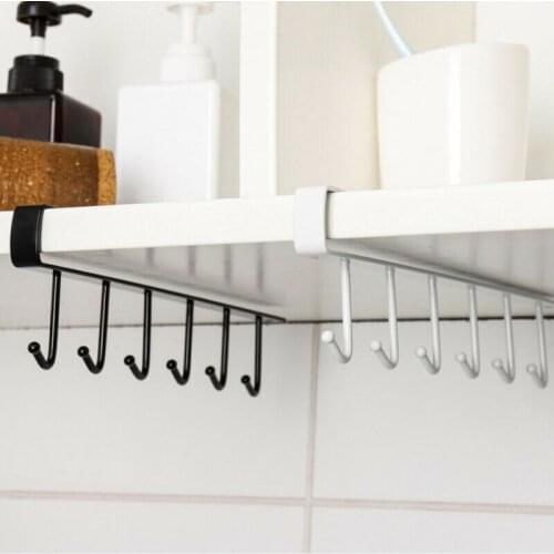 2020 New Hot Fashion 6 Hooks Metal Hanging Rack Holder Mug Cup Cupboard Kitchen Tableware Storage Organizer