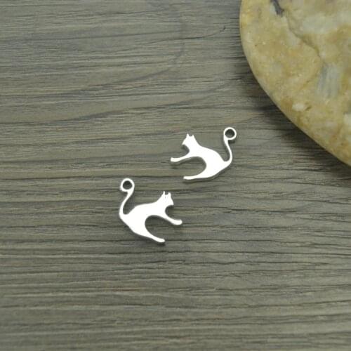 25 pcs/lot Cat Antique Silver Plated Bracelets Charm Pendants Fashion Jewelry Making Findings DIY Charms Handmade D931