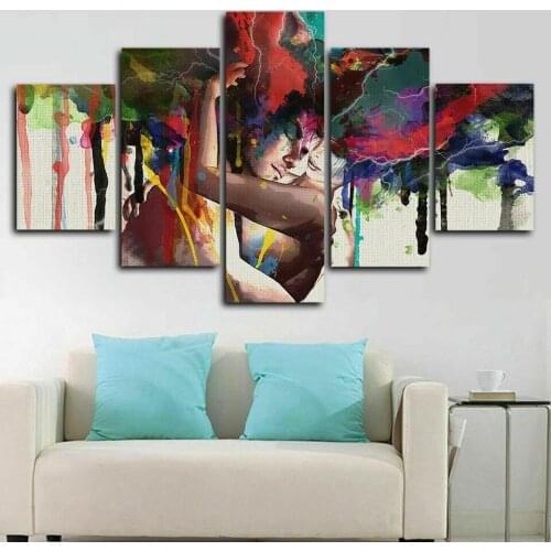 No Framed Lovers Couple Hugging Abstract 5 Pcs Canvas Picture Print Wall Art Canvas Painting Wall Decor for Living Room