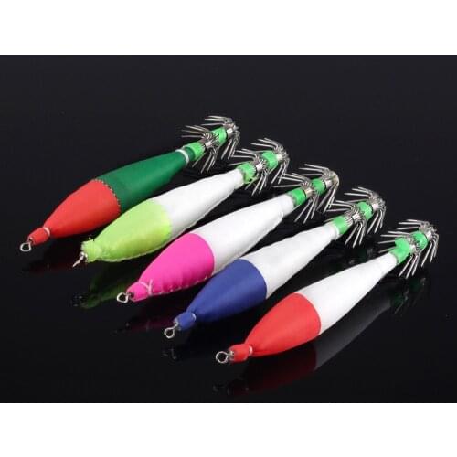 5Color 10PCS/lot Squid Hook Soft Bait 10.5cm/6.5g Fishing Lure Artificial Squid Hook Jigs Octopus Cuttlefish Shrimp