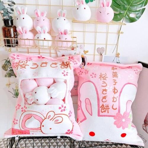 A bag of 8pcs Mini Rabbit Plush Toy Creative Throw Pillow Stuffed Animal Doll Toy for Kids Girl Birthday Gifts