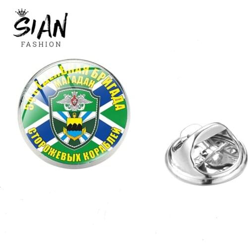 SIAN Voyska Brooch On Clothes Stainless Steel Collar Pin Glass Button Badges Jewelry Badge Mens Accessories Broochs For Coat