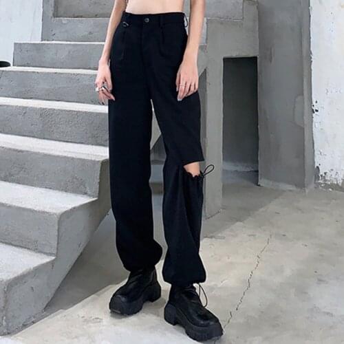 Hollow Out Women Sweatpants Adjustable Cargo Pants Women High Waist Joggers Lounge Long Trousers Hip Hop Style Streetwear Y2k