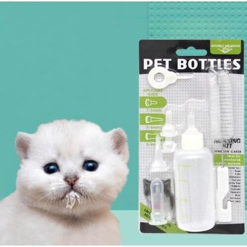 60ML Puppy Kitten Feeding Bottle Set Pet Dog Cat Bady Nursing Water Milk Feeder With Cleaning Brush Newborn Cat Drinking Bottle