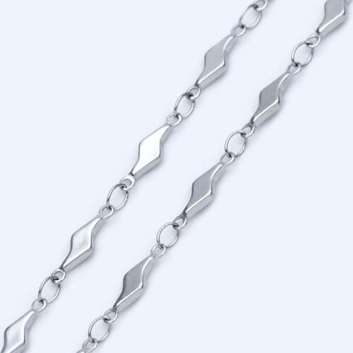 Stainless Steel Lightning Bolt Chain, Silver tone Bar Link Chains 3.3mm forJewelry Necklace Wholesale (#LK-390)/ 1 Meter=3.3 ft