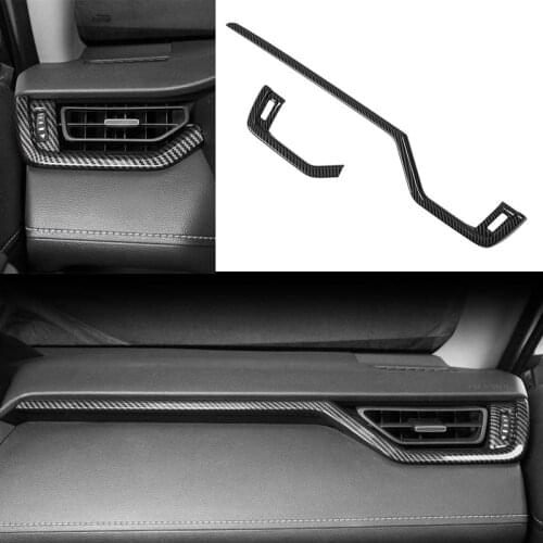 Carbon Fiber Pattern Dashboard Air Conditioning Vent Outlet Cover Trims Air Outlet Frame for Toyota RAV4 2019-2021