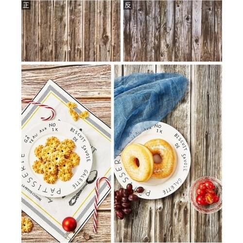 Photo Studio 58x86cm PVC Two Color Photo Wood Grain Printing Food Background Easy To Clean