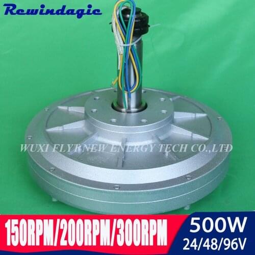 500W 24v 48v 96v Coreless ac Rare Earth Permanent Magnet Generator 150rpm/200rpm/350rpm 0.5kw Maglev Wind Turbine Generator