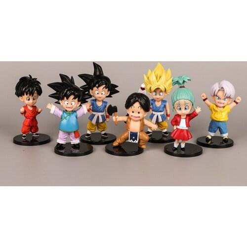12CM Classic anime Dragon Ball Goku doll movable doll model decoration accessories toys childrens Christmas gifts 7-piece set