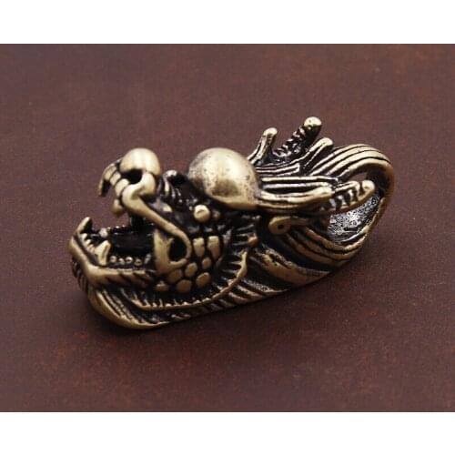 Collection Exquisite brass Carved dragon head key ring