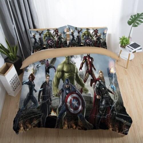 Disney Bedding Set Bed Linen Cotton Cartoon Marvel Iron Man Princess Print Child Duvet Cover Pillowcase Comforter Single Double