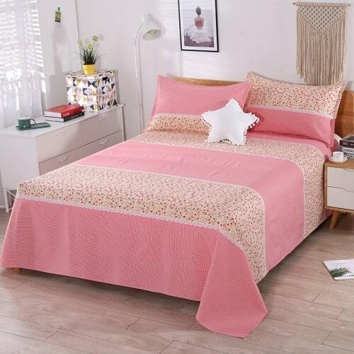 Coarse Cloth Bed Sheet One-Piece Cotton Three-Piece Set Single Cotton and Linen Cotton Sheet Set King Sheet Set Bedsheet Dorm