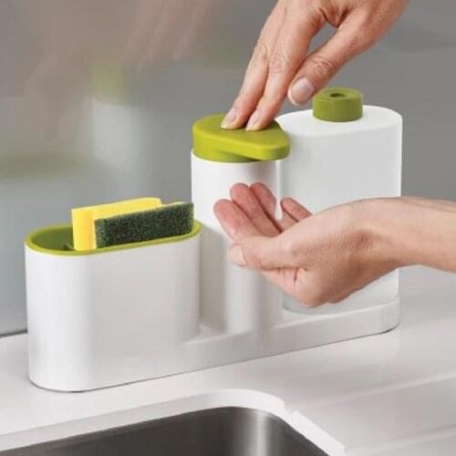 Kitchen Dishwashing Sponge Storage Rack Kitchen Supplies Function Sink Dishwashing Liquid Soap Dispenser Hand Sanitizer Bottle