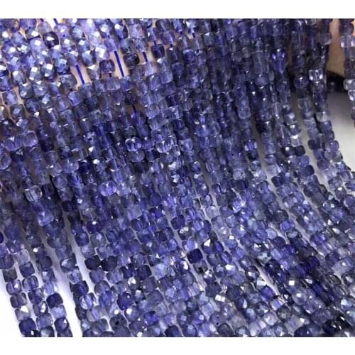 IOLITE BLUE square faceted 4-5/5-6mm for DIY jewelry making loose beads FPPJ wholesale beads nature gemstone