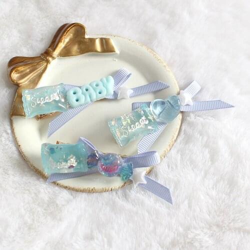 Lolita Light Blue Sax Sweet Bow a Pair of Hairclips Clip Headdress Small Things Lo Niang Sweet Niang