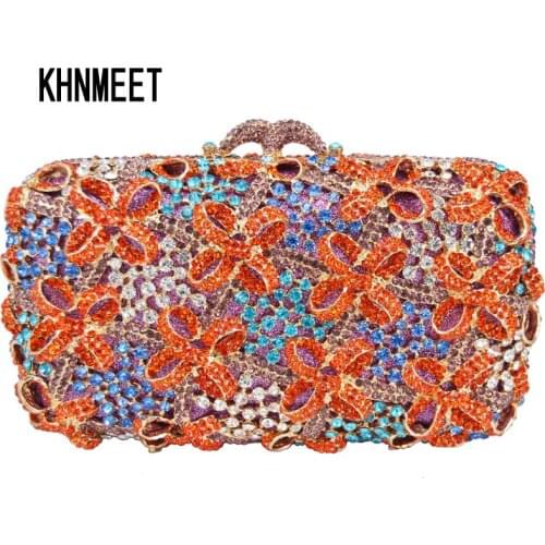 Fashion Crystal Bags Orange Box Evening Bags messenger Bags Crystal Encrusted Bags Clutch Purse sc764