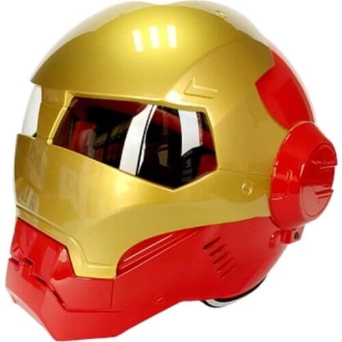 MASEI 610 IRONMAN motorcycle helmet Red&Gold Casque motocross half helmet Personality open face helmet Trend Cycle Race helmet