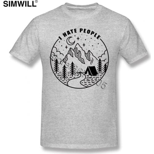 Mens Classic Short Sleeve I Hate People Printing Shirts O Neck Cotton Tees Large Size T-Shirts Camping Hiking T Shirt Apparel