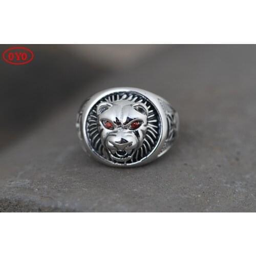 S925 Silver Retro Thai Silver Jewelry Wholesale Mens Creative Design Open Leopard Ring
