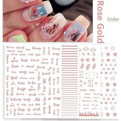1 Sheet Lovely Stars Alphabet Nail Art Sticker Rose Gold Bronzing Self-Adhesive Sliders Decals Manicure Accessories