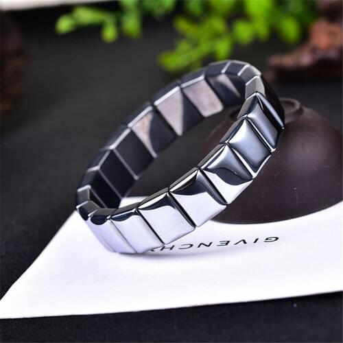 Genuine Natural Terahertz Wave Bracelet Rectangle Beads Woman Men Bracelet 16x9mm Healing Reiki Stone Drop Shipping AAAAA