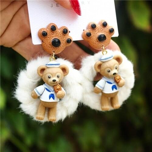 Disney New Arrival Duffy Bear Earrings Anime Accessories Resin Women Fashion Ear Pendants Cute Cosplay Decoration Gift