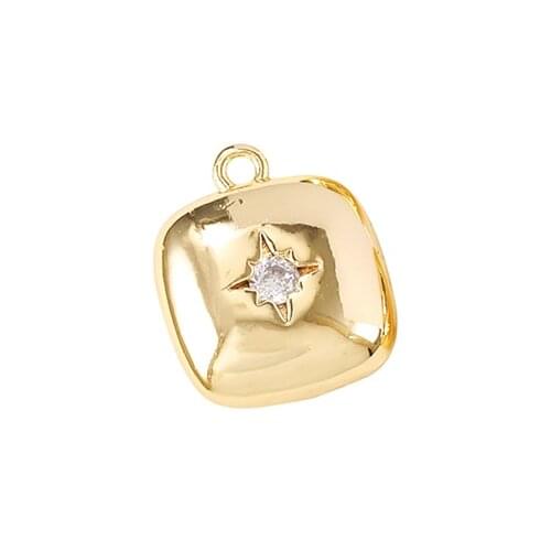 Factory Wholesale Gold Color Brass And Zircon Square Charms Pendants Necklace And Bracelet Earring Diy Jewelry Accessories