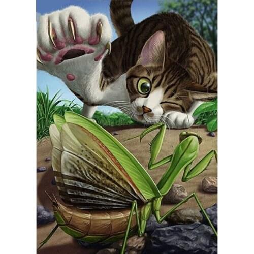 Full Drill Square Painting Diamond Painting Cat Mantis Insect Cross Stitch Crafts Diamond Embroidery Home Decor Diamond Mosaic