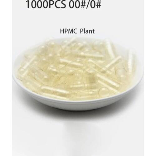 1000PCS 00#/0# Clear Vegetarian Capsules Joined Capsule Cellulose HPMC Plant Empty Capsules, Pill Case