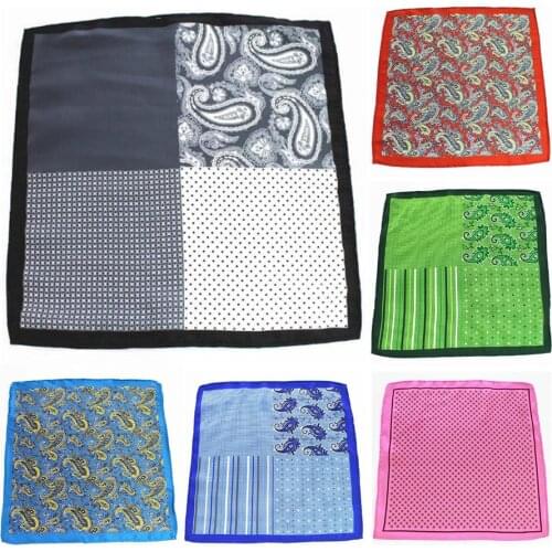 Ricnais New Fashion 25 x 25 CM Man Paisley Flower Dot Pocket Square Men Casual Patchwork Hanky For mens Wedding Handkerchief