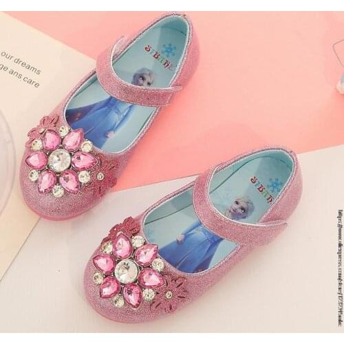 Princess Frozen Girls Sandals Sweet Children Soft Sandals With Rhinestone Kids Crystal Shoes Glitter Elsa Shoes