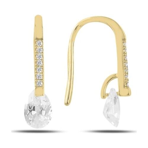 Silver 925 Sterling Drop Dangle Zircon Stone Earrings