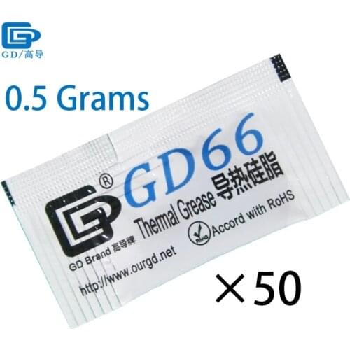 50pcs GD66 Thermal Conductive Grease Paste Silicone Plaster For LED Chip Heatsink Compound 50 Pieces Grams High Performance Gray