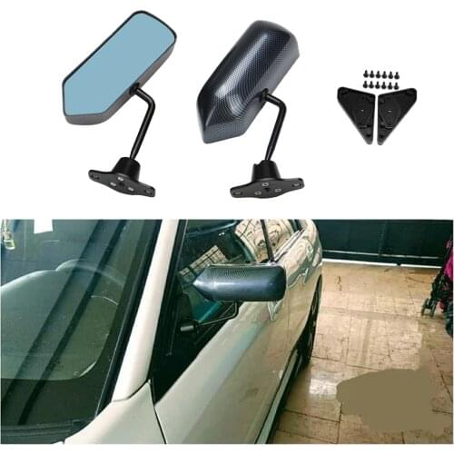 Universal F1 Style Blind Spot Mirrors Racing Car Side Rearview Mirror, Blue Glass and Carbon Fabric Surface