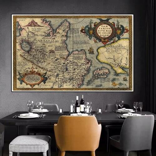 225*150 cm The Vintage World Map Non-woven Canvas Painting Retro Wall Art Poster Decorative Card Living Room Home Decoration