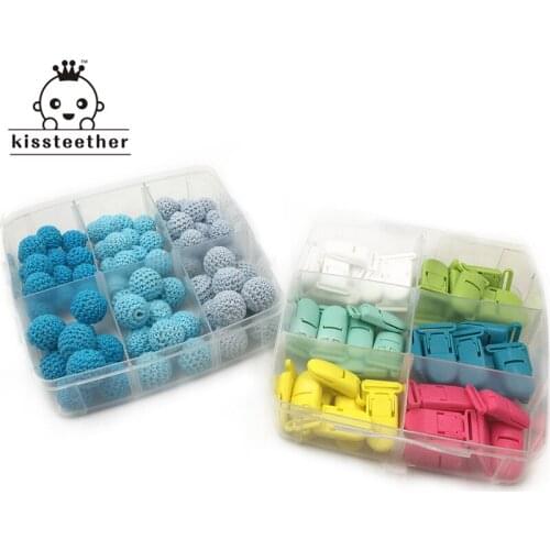 DIY Nursing Jewelry 2 Boxed Wooden Crochet Beads Mixed Color Plastic Safety Pacifier Clip Creative Freedom Baby Teether Set