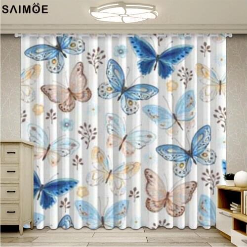 Butterfly Curtain for Living Room Bedroom Kitchen Ultra-thin Micro Shading Blackout Curtains for Window Treatment Children Girls