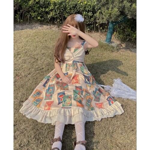 Factory Original Design Lolita Dress Stamp Collection Japanese Strap JSK Dress Summer Dress kawaii dress