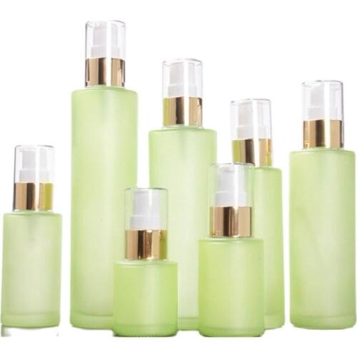 Green Frosted Glass Refillable Bottle Spray Lotion Pump Perfume Cosmetic Packaging Vials 20ml 30ml 40ml 60ml 80ml 100ml 120ml