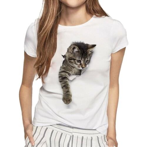 2021 3D Cat Harajuku Female T-Shirt 90s Ladies Summer Casual Short-Sleeved O-Neck T-Shirt Clothes Cute pattern Fashion Women Tee