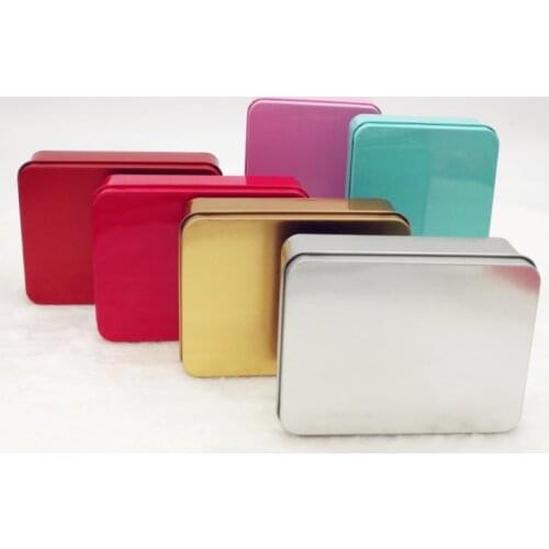 Tin Box Empty Metal Storage Case Organizer Stash 7 colors 12cm length For Money Coin Candy Keys U disk headphones gift box SN672