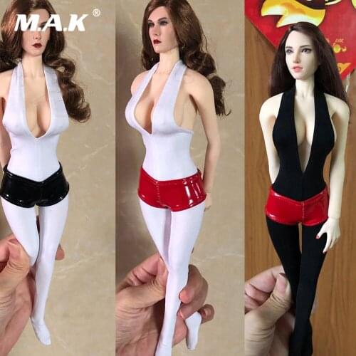 1:6 Scale Female Clothes Set Sexy v collar Anti-staining Jumpsuit Leather Short Pants Accessory Model for 12'' Body