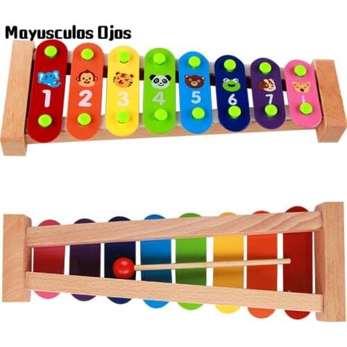 1PC Cartoon Hand Knocking Eight 8-tone Xylophone Animal Cognitive Knocking Piano Childrens Music Early Education Toy