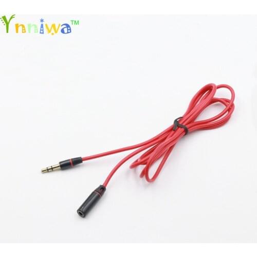1pcs red 3.5mm Jack Aux Audio Cable Male to Female Audio Extension Cable Cord Gold Plated Auxiliary Cable 1.2cm