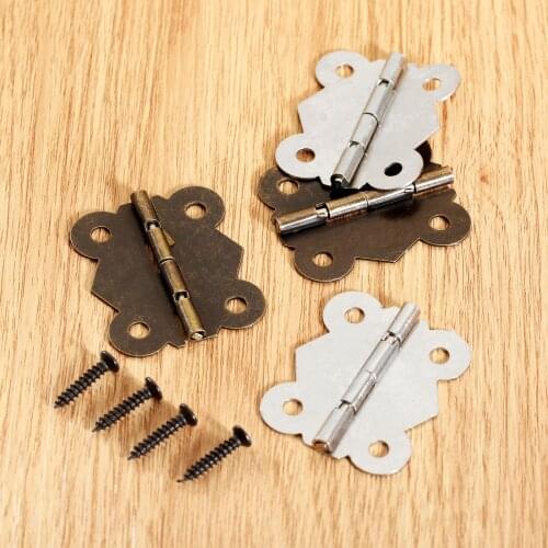 2Pcs 40x34mm Iron Drawer Door Cabinet Butterfly Decorative Hinges Jewellery Wooden Box Hinges with Screws Antique Bronze/Silver
