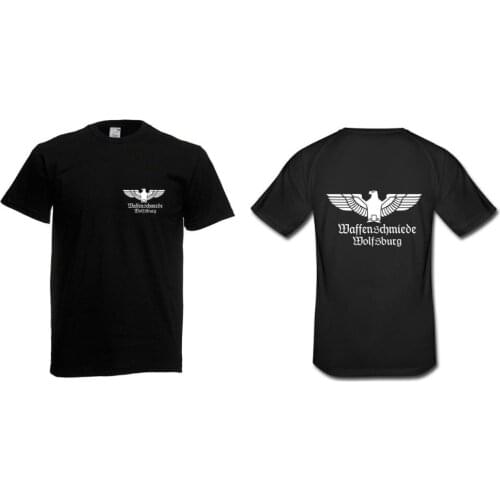 2019 Fashion 100% Cotton Slim Fit Top Mens T-SHIRT ARMS COMPANY Wolfsburg (Front + Back Print)